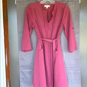 Monteau Half Sleeve Dress with Pockets and Waist Belt - Size M